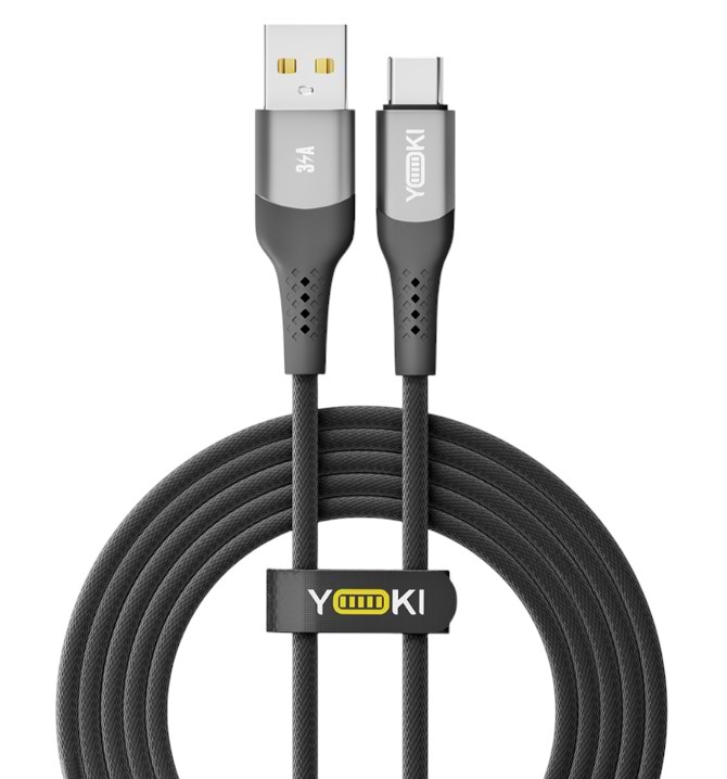 Кабель синхронизации данных YOKI SOLID Type-C 3A 2m Black (YK-SO15)