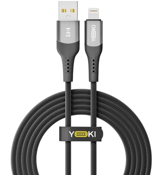 Фото - Кабель синхронізації даних YOKI SOLID Lightning 2.4A 2m Black (YK-SO15)
