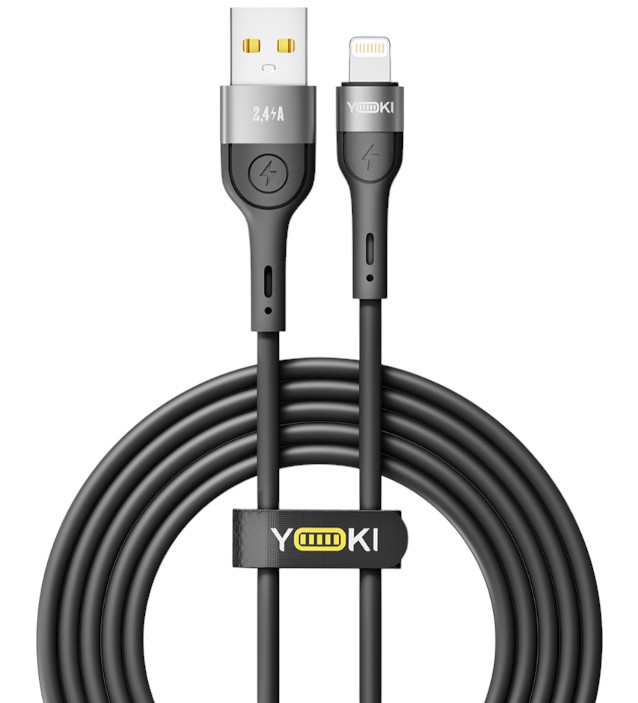 Кабель синхронізації даних YOKI EXTRA Lightning 2.4A 1.2m Black (YK-EX11)