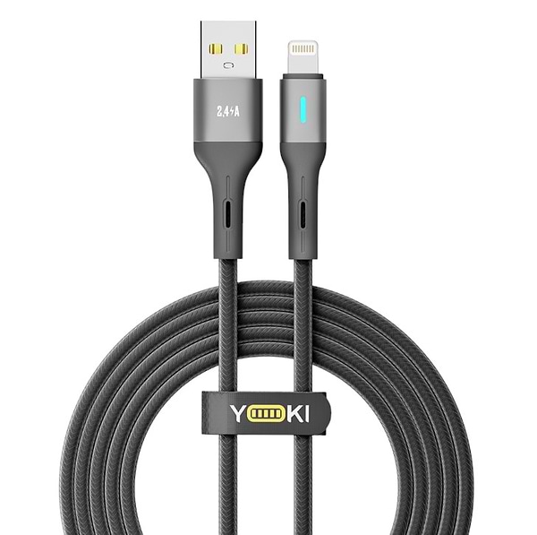 Фото - Кабель синхронізації даних YOKI LED Lightning 2.4A 2m Black (YK-LE17)