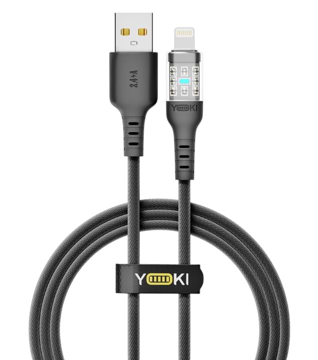 Кабель синхронізації даних YOKI CYBER Lightning 2.4A 1.2m Black (YK-CY23)