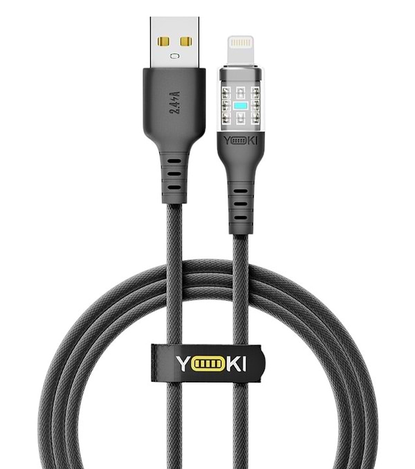 Фото - Кабель синхронізації даних YOKI CYBER Lightning 2.4A 1.2m Black (YK-CY23)