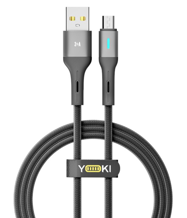 Фото - Кабель синхронізації даних YOKI LED Micro 3A 1.2m Black (YK-LE17)