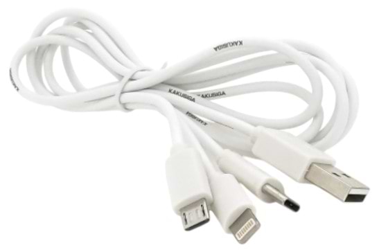 Кабель iKaku BAITONG 3 in 1 Micro/iPhone/Type-C 1 м White (KSC-078) - Фото 1