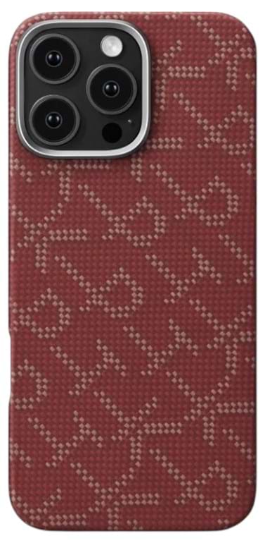 Чохол для смартфону Pitaka Tactile Woven Monogram Red/Gold for iPhone 16 Pro (KI1602PTK) - Фото 1