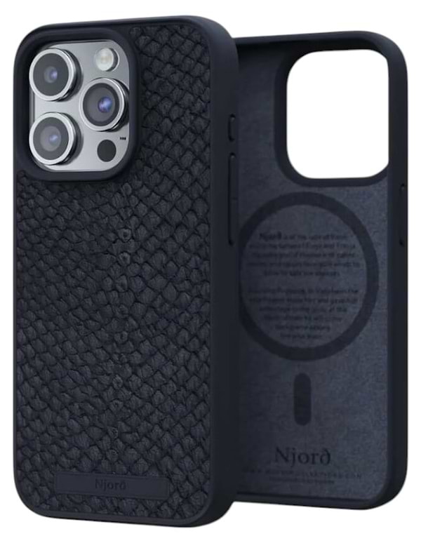 Фото - Чохол для смартфону Njord Salmon Leather MagSafe Case Black for iPhone 15 Pro (NA53SL00)