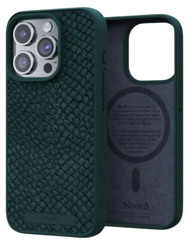 Чехол для смартфона Njord Salmon Leather MagSafe Case Dark Green for iPhone 15 Pro (NA53SL02) - Фото 1
