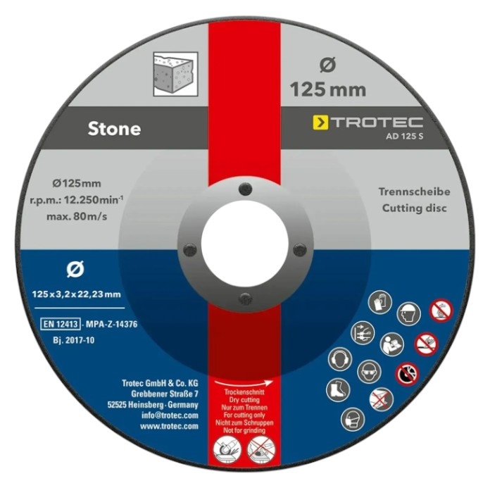 Круг відрізний по каменю Trotec 125х22.23х3.2 5 шт. (6225001101)