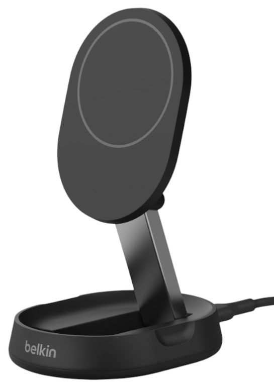 Бездротовий зарядний пристрій Belkin 15Вт Magnetic Stand Qi2, адаптер 20Вт USB-C Black (WIA008VFBK)