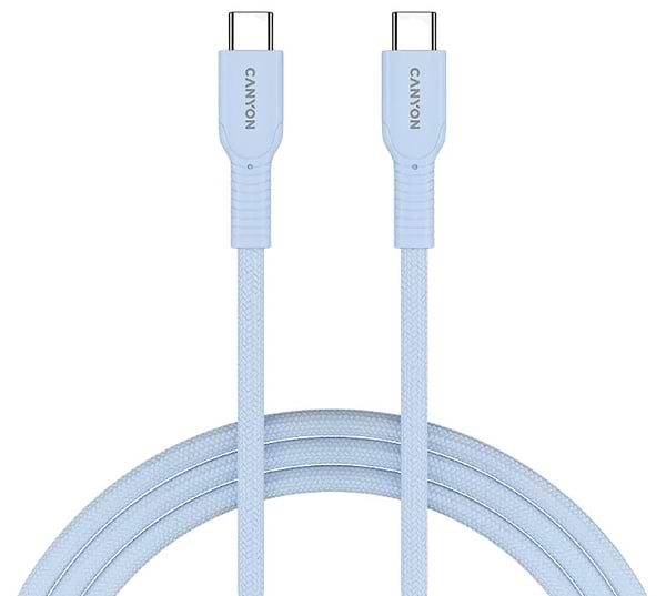 Фото - Кабель синхронизации данных Canyon OnWire 60CL C-C 60W COLOR Braided 1m Light Blue (CND-CCAP60AB10LBL)
