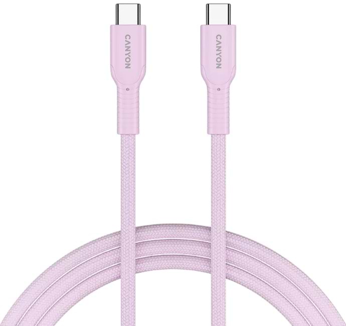 Кабель Canyon OnWire 60CL C-C 60W COLOR Braided 1m Pink (CND-CCAP60AB10PK)