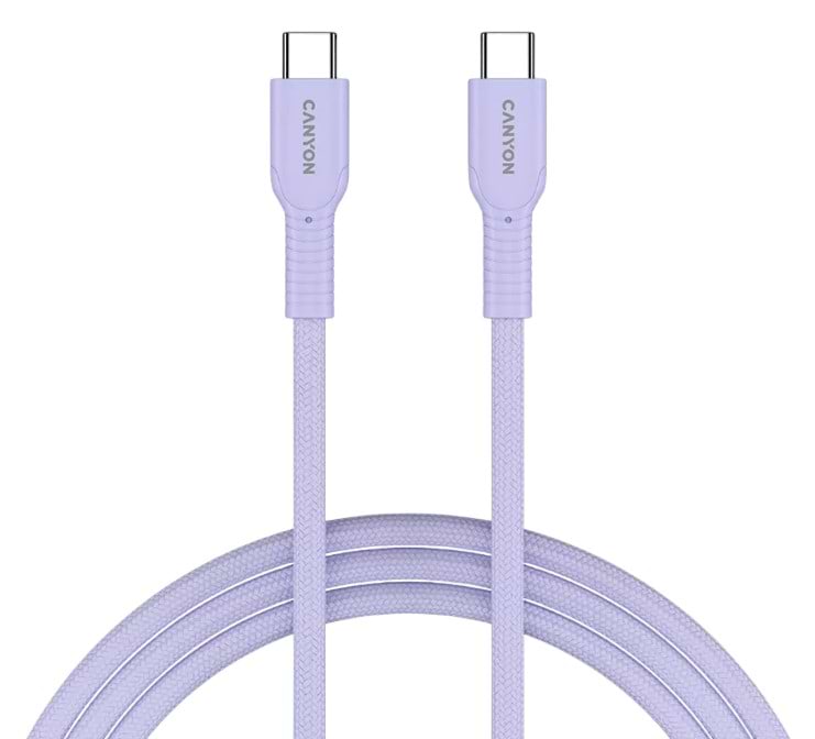 Кабель Canyon OnWire 60CL C-C 60W COLOR Braided 1m Purple (CND-CCAP60AB10PU)