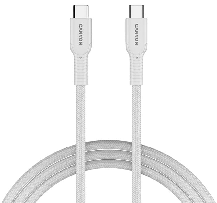 Кабель Canyon OnWire 60CL C-C 60W COLOR Braided 1m White (CND-CCAP60AB10W)