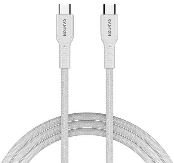 Фото - Кабель синхронизации данных Canyon OnWire 60CL C-C 60W COLOR Braided 1m White (CND-CCAP60AB10W)