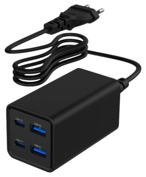 Фото - Мережевий зарядний пристрій Gembird 2xUSB-A QC3.0 30W+2xType-C PD 65W Black (TA-UC-2A2C-PD65-01-BK)