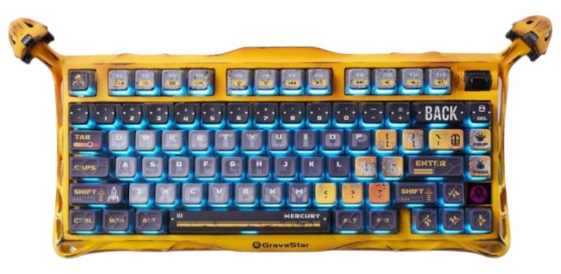Клавиатура беспроводная игровая GravaStar Mercury K1 Pro 80keys Kailh Speedy Mint BT/WL/USB Yellow (GSK1PRO_YLW) - Фото 1