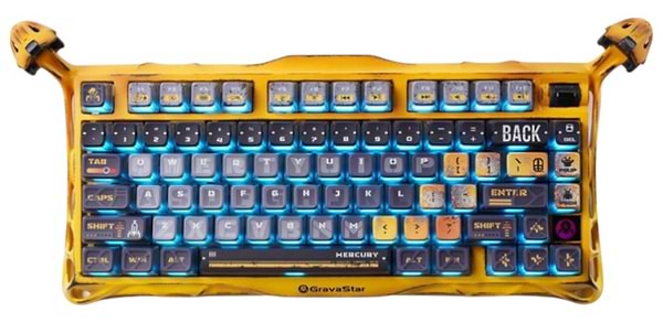Фото - Клавіатура бездротова ігрова GravaStar Mercury K1 Pro 80keys Kailh Speedy Mint BT/WL/USB 
Yellow (GSK1PRO_YLW)