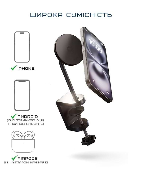 Фото - Бездротовий зарядний пристрій Zens Office Charger Mount Pro 2 Wireless Black (ZESC19B/00)