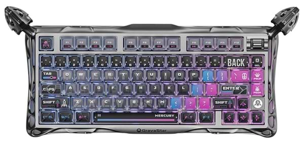 Фото - Клавіатура бездротова ігрова GravaStar Mercury K1 Pro 80keys Kailh Speedy Mint BT/WL/USB Сyberpunk (GSK1PRO_CBLK) Фото - Клавіатура бездротова ігрова GravaStar Mercury K1 Pro 80keys Kailh Speedy Mint BT/WL/USB Сyberpunk (GSK1PRO_CBLK)