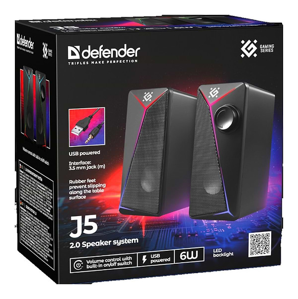Фото - Компьютерная акустика компактная 2.0 Defender J5 6W/LIGHT/USB (65965)