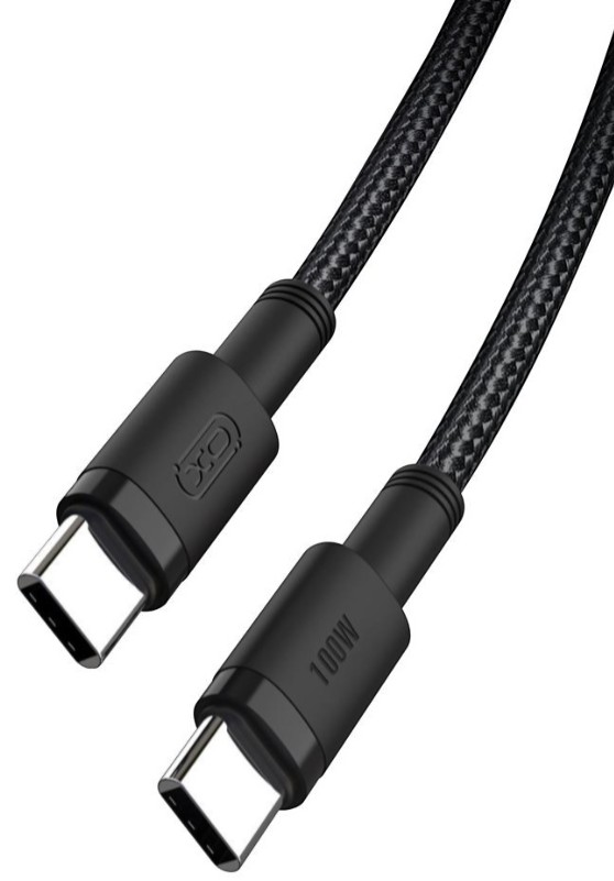 Фото - Кабель синхронізації даних XO High Power Braided Type-C to Type-C - 100W 1m (NBQ199_С_Black)
