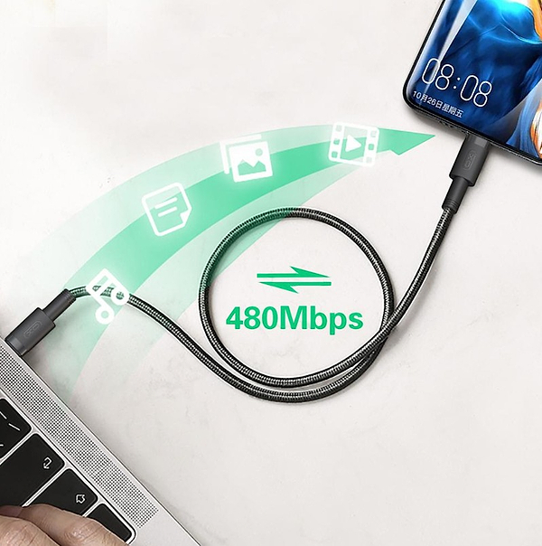 Фото - Кабель синхронізації даних XO High Power Braided Type-C to Type-C - 100W 1m (NBQ199_С_Black)