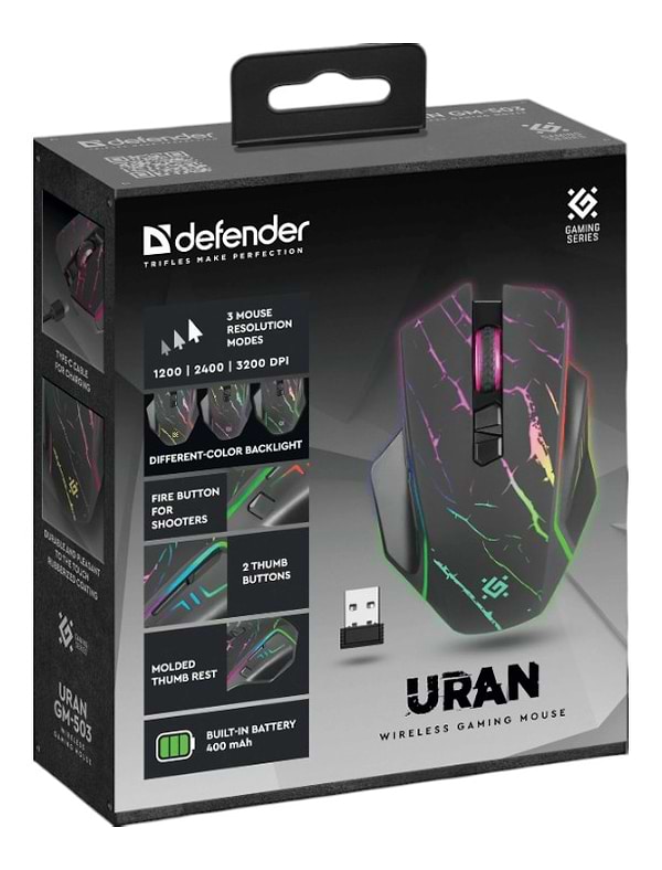 Фото - Миша бездротова ігрова Defender Uran GM-503 LED (52503)