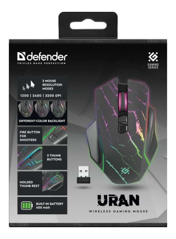 Фото - Миша бездротова ігрова Defender Uran GM-503 LED (52503)