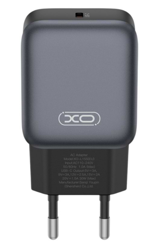 Сетевое зарядное устройство XO 30W PD Single port USB-C (L155_Black)