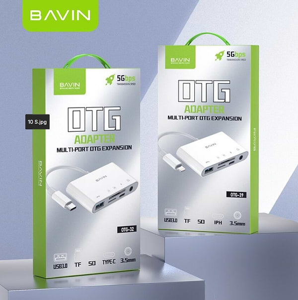 Фото - Хаб USB Bavin OTG-32 5 портів USB 3.0/TF/SD/Type-C/AUX 3.5 White