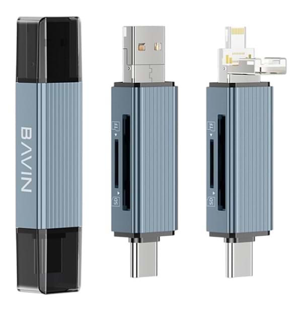 Фото - Кардрідер Bavin OTG-52 5 в 1 USB 3.0/Lightning/TF/SD/Type-C Gray
