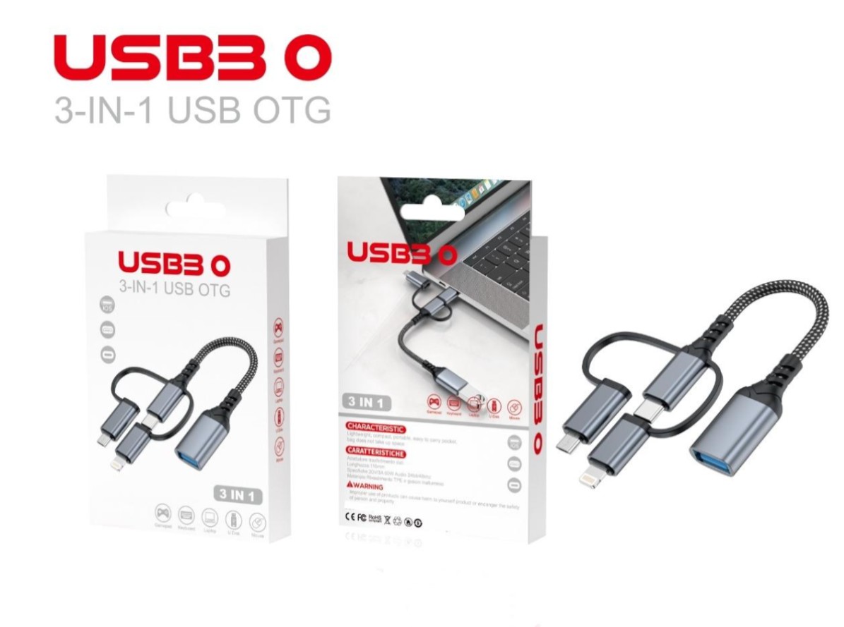 Фото - Переходник XOKO AC-155 OTG USB 3.0 - Type-C, micro USB, Lightning 60W (XK-AC-155)