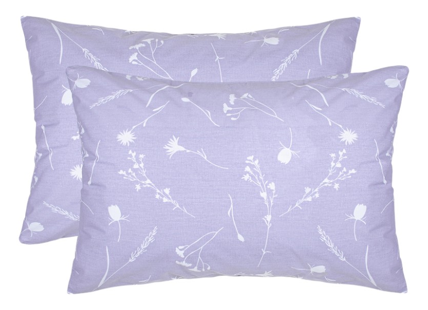 Наволочка Home Line ВОЛОШКИ Щ140 50х70 см бязь 2 шт. Білі на лавандовому (173298) - Фото 1