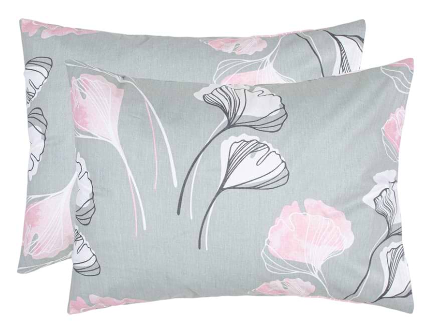 Наволочка Home Line ГІНКО БІЛОБА Щ140 50х70 см бязь 2 шт. Сіро-рожевий (173303)