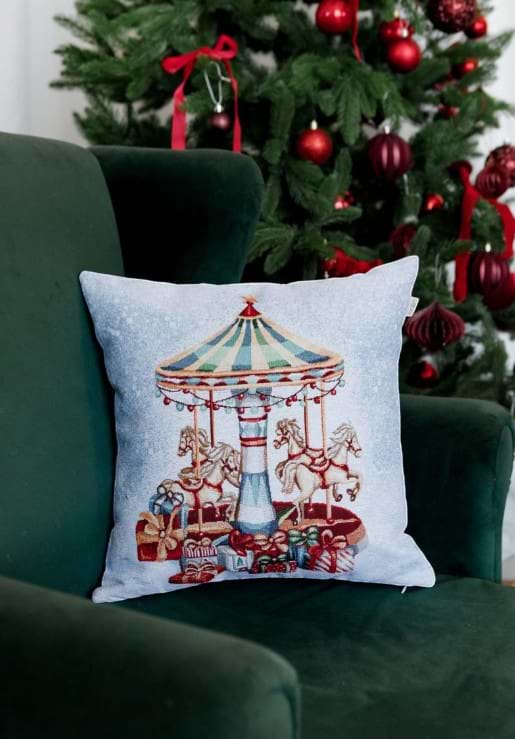 Фото - Подушка декоративная Прованс Новогодняя Carousel Карусель 45х45 см (041950)