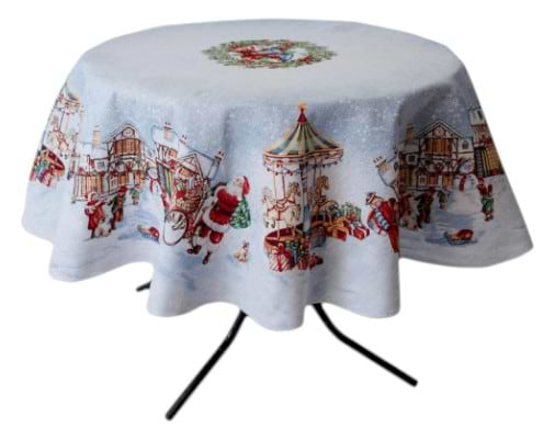 Скатерть круглая Прованс Новогодняя гобеленовая Carousel D136 см (041791)