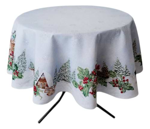 Скатертина кругла Прованс Новорічна гобеленова Squirrel D180 см (041707)