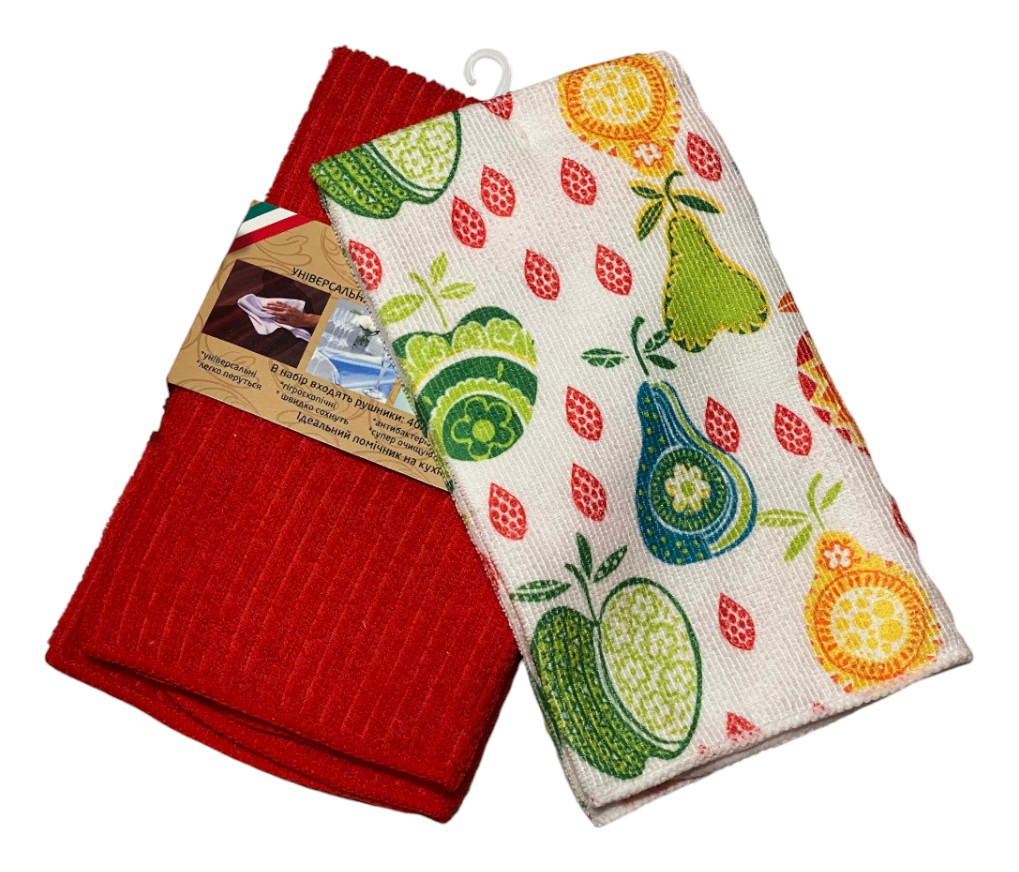 Набір рушників Zastelli Яблука-ажур 4 шт. 40х48 см мікрофібра Червоні (21141)