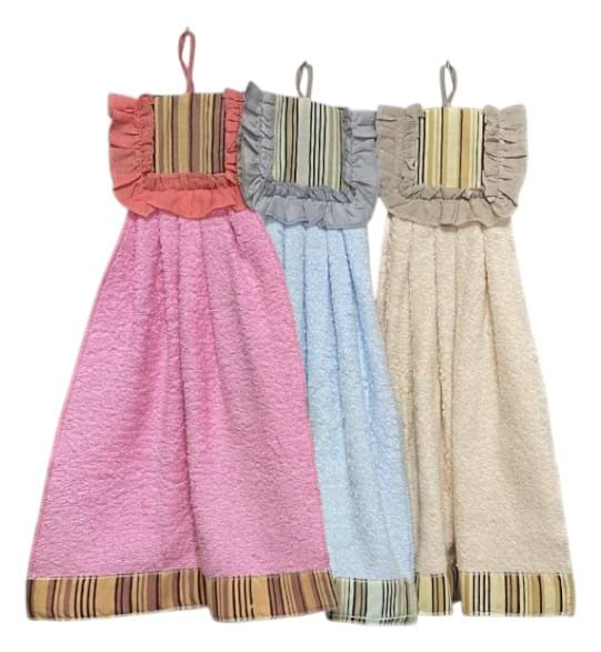 Фото - Набор полотенец Zastelli махровые Платье в полоску №2 для кухни 34х50 см 3 шт. Розовый Голубой Беж (19215)