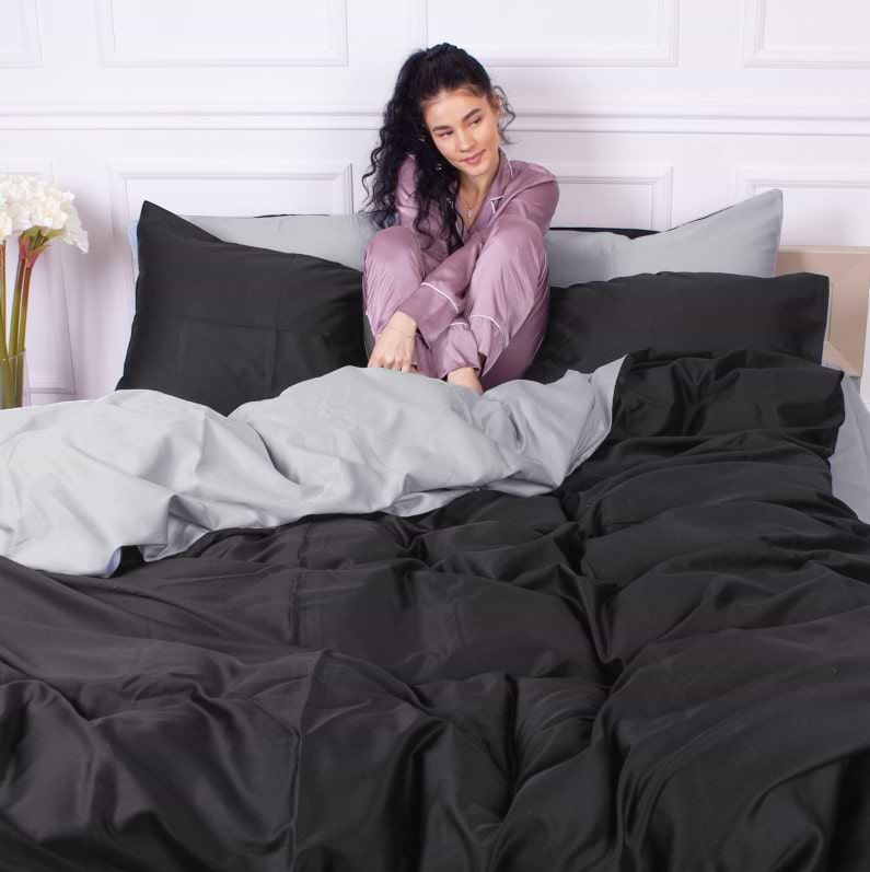 Комплект постельного белья MirSon Сатин Greyness 0251+0055 2х160х220 см (2200001718630)
