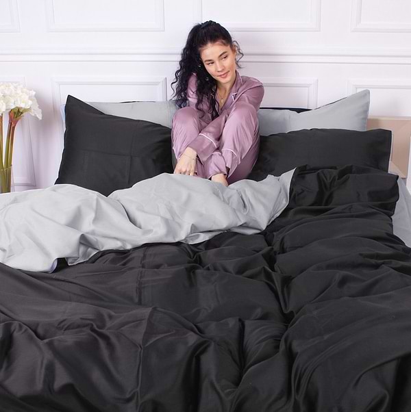 Фото - Комплект постільної білизни MirSon Сатин Greyness 0251+0055 2х160х220 см (2200001718630)