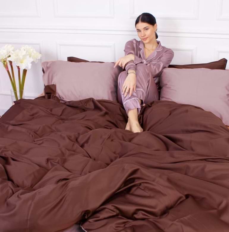 Комплект постельного белья MirSon King Size Сатин 0165+0211 Cappuccino 220х240 см (2200001169555)