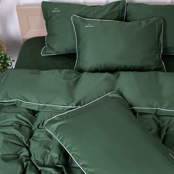 Фото - Комплект постельного белья MirSon Сатин 0844 Green Olive Corner 2x143x210 см (2200008710965)