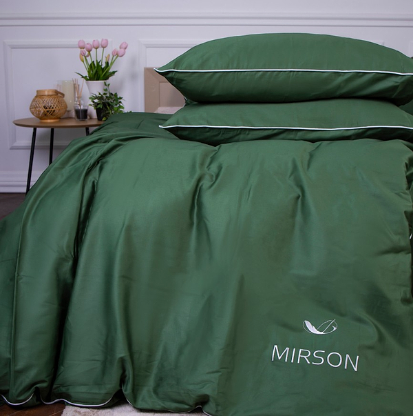 Фото - Комплект постельного белья MirSon Сатин 0844 Green Olive Corner 2x143x210 см (2200008710965)