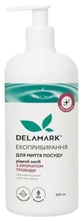 Засіб для ручного миття посуду DeLaMark з ароматом троянди 0.5 л (4820152330123)