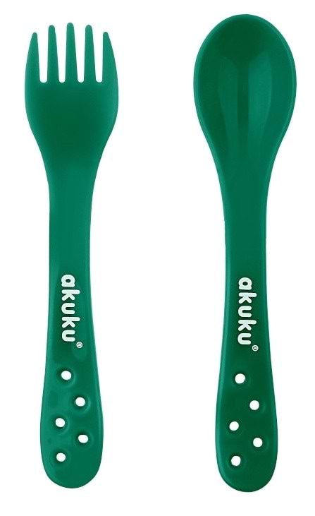 Набір дитячих столових приборів для малюка Akuku Green (A0074)