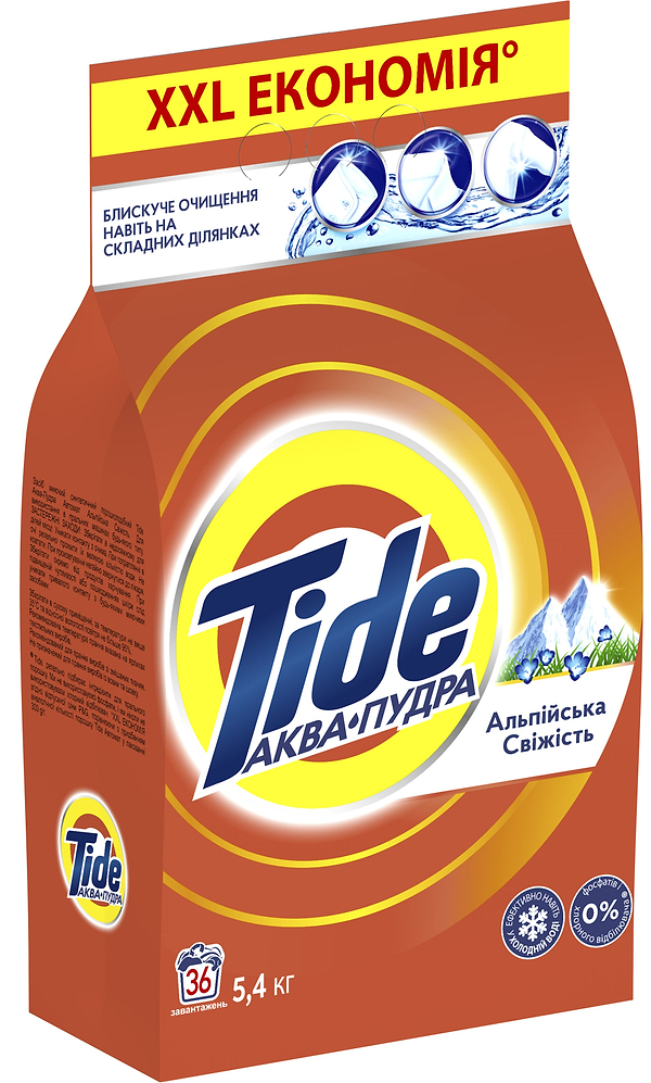 Фото - Пральний порошок Tide Аква-Пудра Альпійська Свіжість авт. 5,4кг