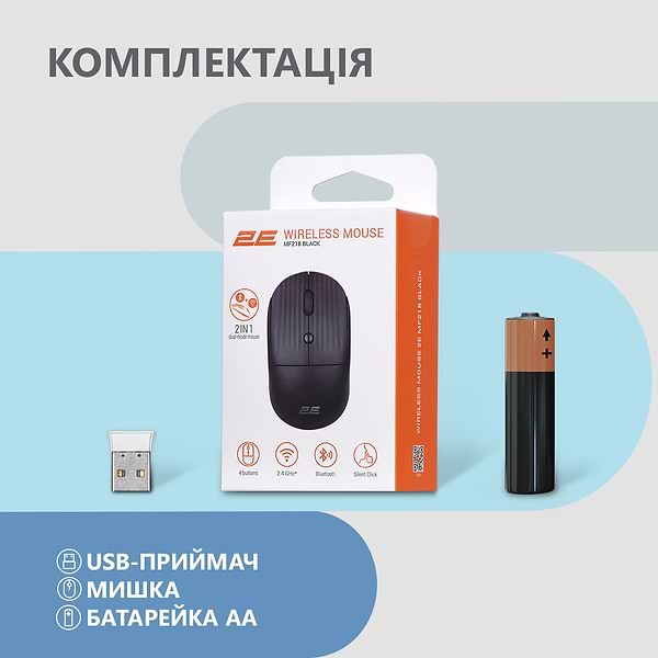 Фото - Миша бездротова 2E MF218 Silent WL BT Black