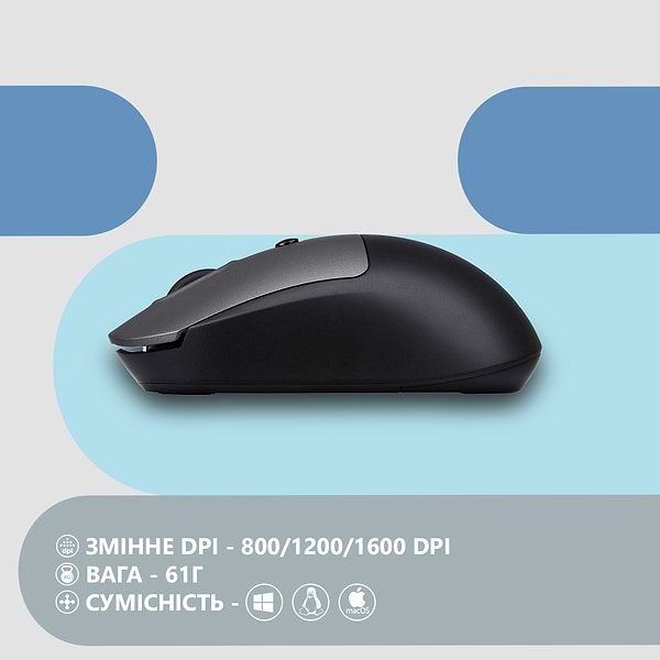 Фото - Миша бездротова 2E MF218 Silent WL BT Black/Gray