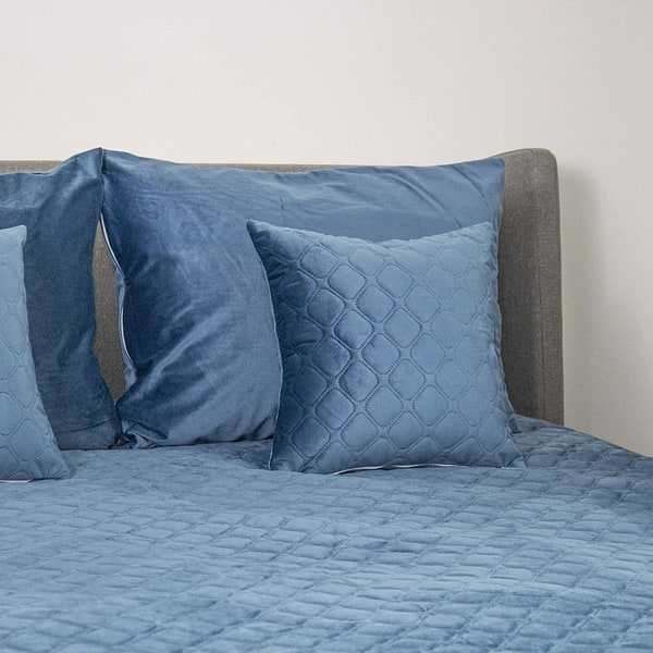 Фото - Покрывало двуспальное ТЕП VELOUR 220х240 см ДАРК БЛУ/Ромб круглый (4-00517_33877)